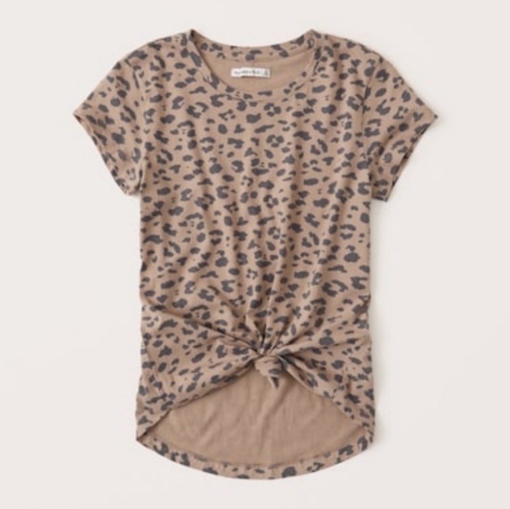 Knotted Crew Tee - Brown (S) - ABERCROMBIE & FITCH